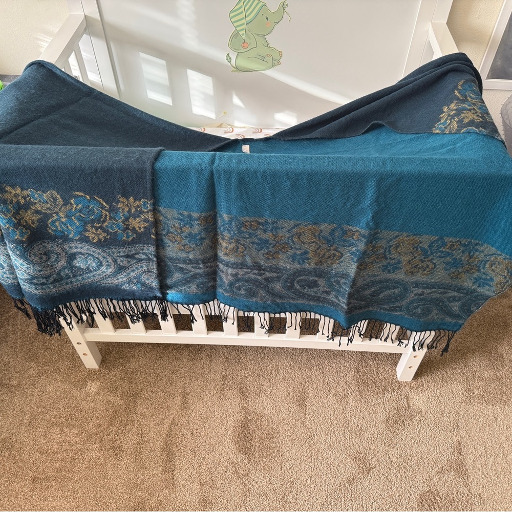 Attention Teal and Gold Poncho